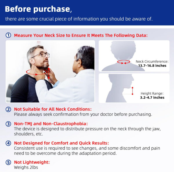 Twinklepoch Cervical Neck Traction Device, Cervical Traction Device for Neck Pain Relief, Adjustable 3 Power Tractions Neck Stretcher Cervical Traction, Manual Air Pump, Home Use (Blue)
