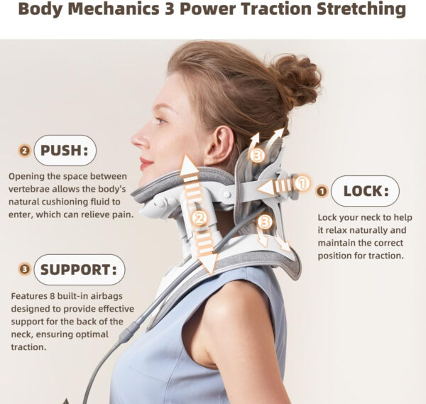 zenopax Cervical Neck Traction Device, Neck Stretcher for Neck Traction and Support, with Air Pump and 8 Built-in Airbag Support, Adjustable Neck Traction Devices for Home Use to Relieve Neck Pain
