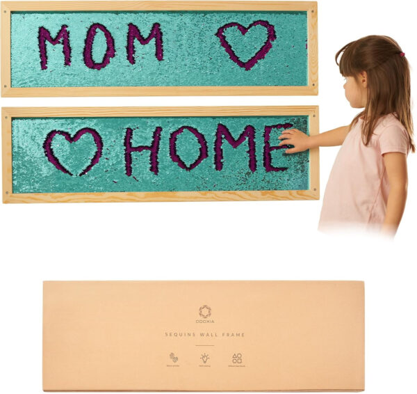 ODOXIA Sequin Sensory Wall Frame 2PK | Reversible Sequin Fabric Wall Panel