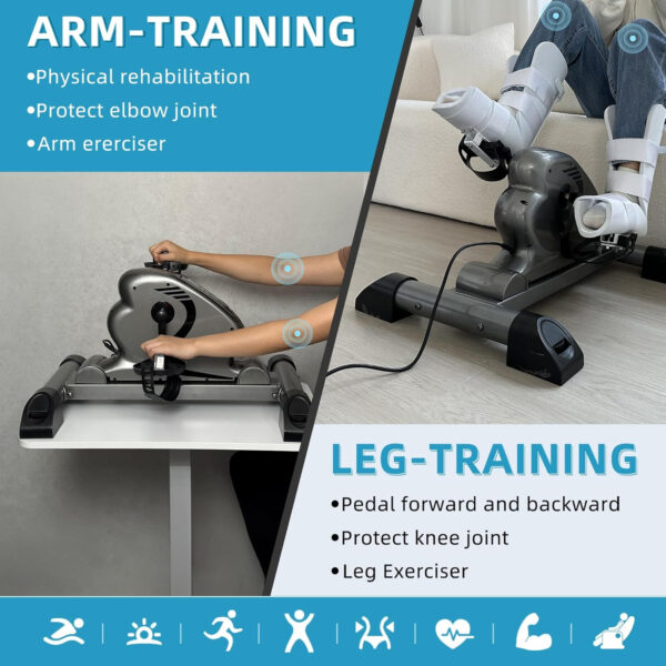 Motorized Pedal Exerciser Bike with Leg Support,Mini Electric Under Desk Exercise Physical Therapy Workout Peddler Exerciser Assisted Recovery Equipment for Arm, Knee,Foot Injuryer,Elderly