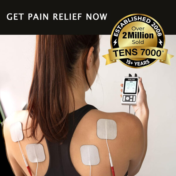 TENS 7000 Rechargeable TENS Unit Muscle Stimulator, 48 Pack Electrodes and Pain Relief Device – Advanced TENS Machine for Effective Back Pain Relief, Nerve Pain Relief, Muscle Pain Relief