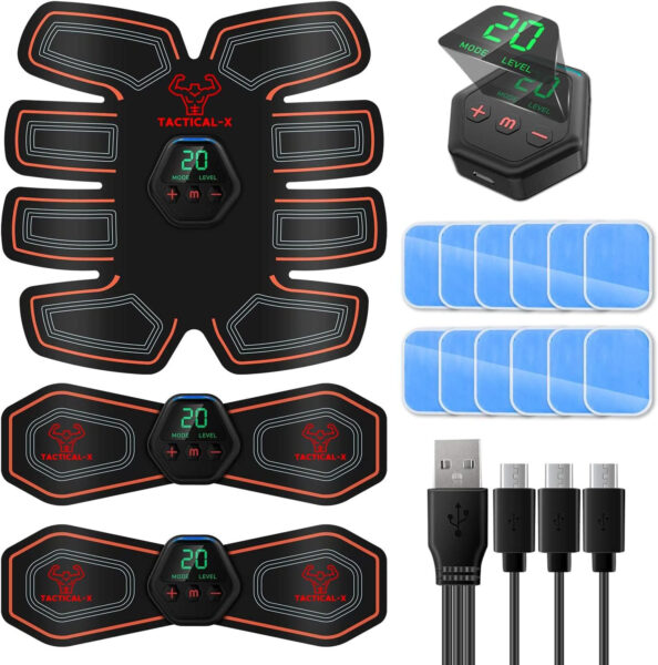Tactical X Abs Stimulator Military Grade, Vital Flex Core Ab Stimulator Military Grade, MHD TENS – Ab Stimulator and for Easy Abs Muscle Stimulation and Muscle Activation, Ideal Home Gym Device,Unisex
