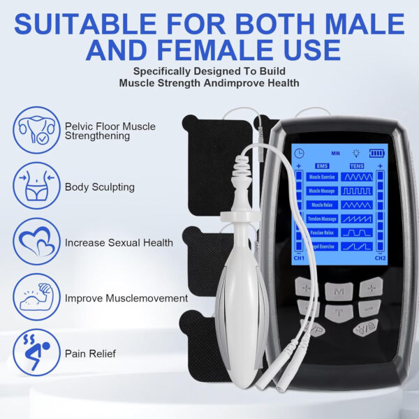 TENS Unit Muscle Stimulator and EMS Pelvic Floor Muscle Exercise. Multifunctional Impulses to Pain Relief for Muscle,Joints and Muscle Strengthening Training.Specialized Storage Gift Box.(DJE2A0)