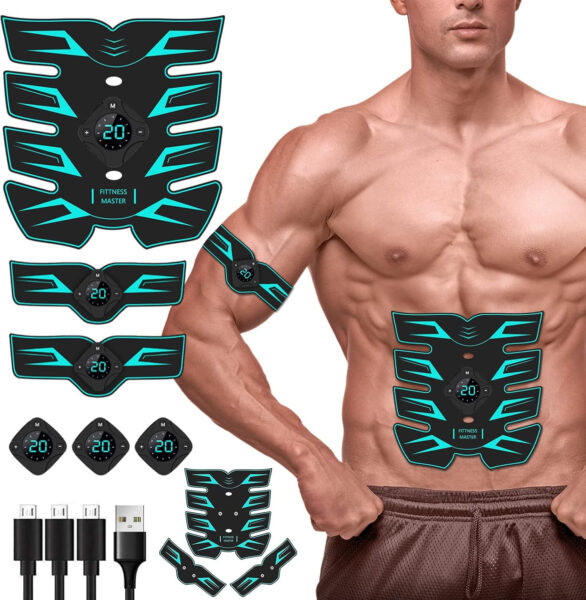 Abs Stimulator, EMS Muscle Stimulator Fitness Equipment for Abdomen Arms Shoulder Back Leg Hip, Ab Stimulator for Women & Men
