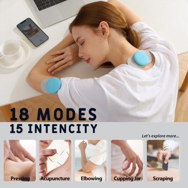 Wireless Tens Unit Muscle Stimulator, 18 Modes Electronic Stimulator Physical Therapy Tens Machine for Foot, Shoulder, Neck, Sciatica and Back Pain Relief, Controlled via App or Remote