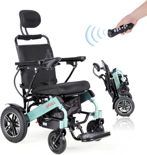 30 Miles Electric Wheelchairs for Adults, Aluminum Lightweight Wheelchair Foldable for Senior with Bag, 18 inch Motorized Power Wheelchairs, Portable Folding All Terrain 500W Intelligent