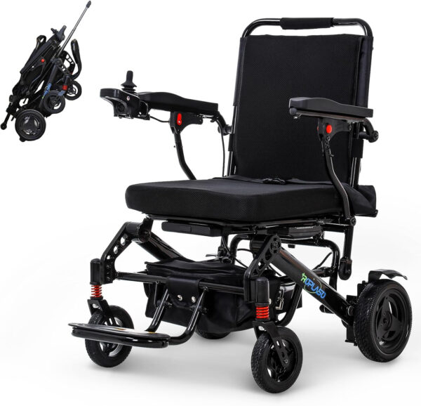 Electric Wheelchairs for Adults Ultra Lightweight Foldable Electric Wheelchair for Seniors All Terrain Power Motorized Wheelchair Airline Approved USA Made (Black)