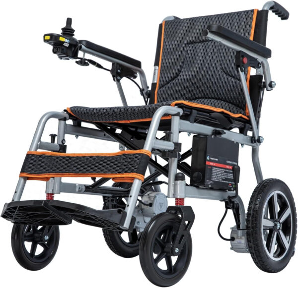 Lightweight Electric Wheelchair Only 33lb Foldable Power Chair for Adults, All-Terrain Motorized Wheelchair with One-Click Mute, SOS Alert Button, Removable Battery, 220lb Capacity