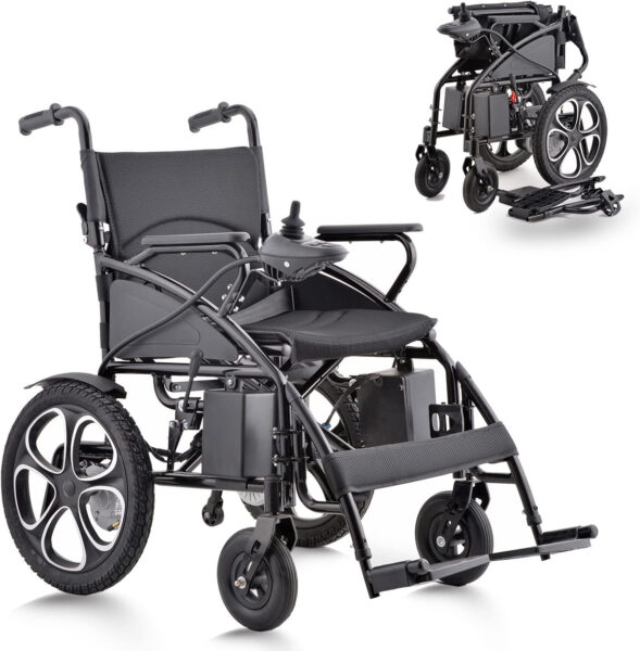 Rubicon DX01 All-Terrain Foldable Electric Wheelchair – 500W Motor, 12 mi Range, 300 lbs Capacity. Durable, Powerful. Silla de Ruedas Electrica para Adultos, Supports up to 300 lbs. (Model1)