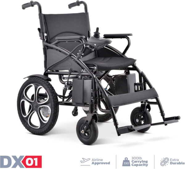 Rubicon DX01 All-Terrain Foldable Electric Wheelchair – 500W Motor, 12 mi Range, 300 lbs Capacity. Durable, Powerful. Silla de Ruedas Electrica para Adultos, Supports up to 300 lbs. (Model1)