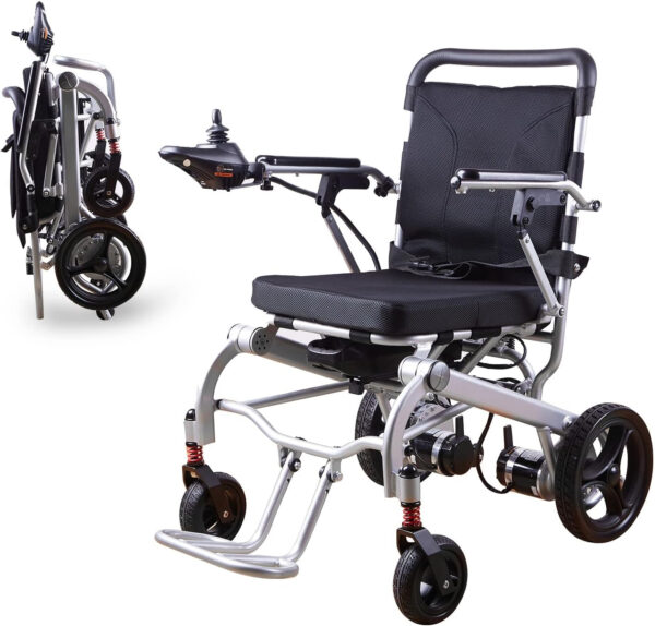 Rubicon DX07 All Terrain Foldable Electric Wheelchairs for Adults – Powerful 500W Motor – 12 mi Cruise Range – Detachable Airline Friendly Battery Supports up to 265 lbs (Model4)