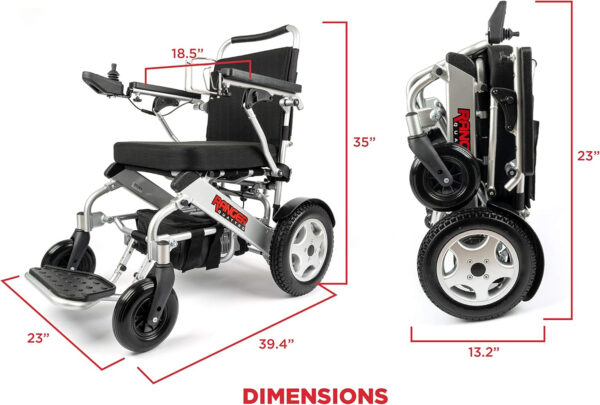 Porto Mobility Ranger Quattro Ultra 600W Motor Exclusive Lightweight Foldable Electric Wheelchair, Weatherproof, Stronger, Longer Range Super Horse Power, Dual Motor, All Terrain