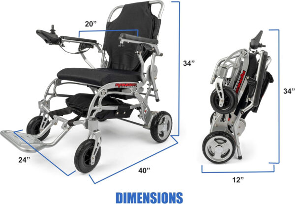 Porto Mobility Ranger Super Lightweight Portable Weatherproof (only 43 lbs) Foldable Sturdy Brushless Controller and Dual Motorized Powerful Premium Electric Wheelchair