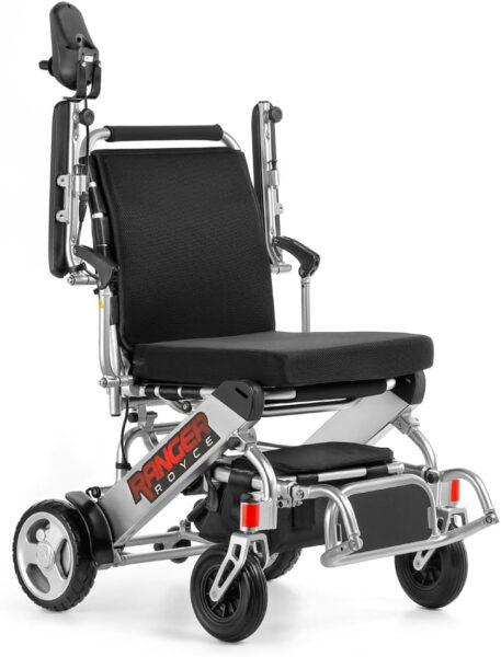 Porto Mobility Ranger Royce World’s Lightest (only 40lbs) Ultra Portable, Most Compact Foldable Power Wheelchair,Weatherproof, Dual Motor Airplane Ready Folding Electric Wheelchair