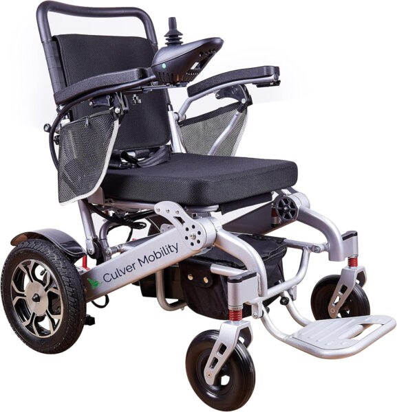 Culver Mobility Wolf Electric Wheelchair for Adults, All Terrain Lightweight Foldable Wheelchairs XL, FSA HSA Eligible Power Motorized Electric Wheel Chair, Remote Control Mobility Aid (Grey)