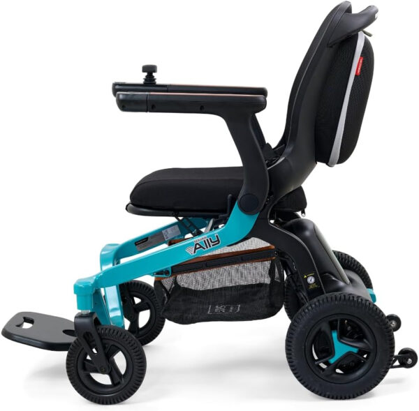 Golden Technologies Golden Ally Manual Folding Power Wheelchair – Memory Foam Seat – USB Port – Removable Lithium Battery – Smart Control Mobile App – Airline Approved – 56 lbs. Total (Teal)