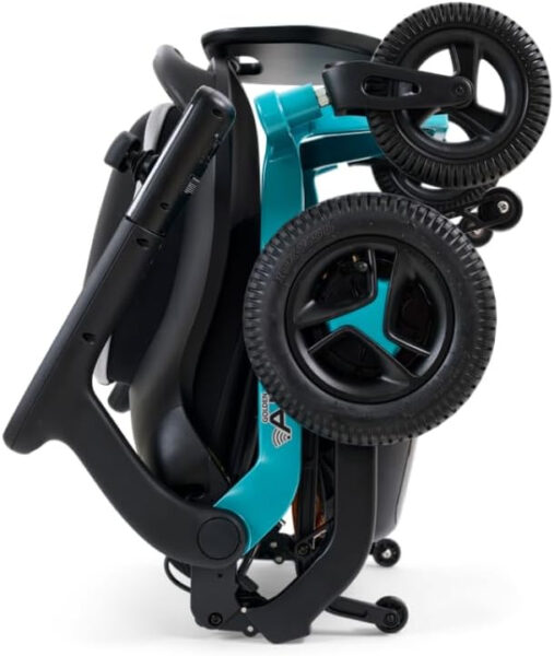 Golden Technologies Golden Ally Manual Folding Power Wheelchair – Memory Foam Seat – USB Port – Removable Lithium Battery – Smart Control Mobile App – Airline Approved – 56 lbs. Total (Teal)