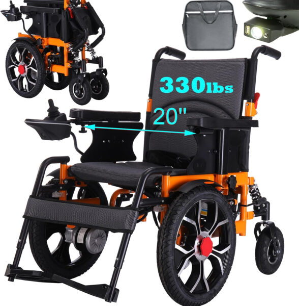 Widen Electric Wheelchairs for Adults 330lb, 16″ Big Front Wheel,20” Seat Width Motorized Wheelchair, 500W Foldable Wheelchair, Foldable Wheelchairs for Adults