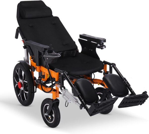Reclining Electric Wheelchairs for Adults,20″ Seat Width All Terrain Power Wheelchairs Lightweight Foldable,20 Miles Range All Terrain Motorized Wheelchair for Seniors Portable Airline Approved