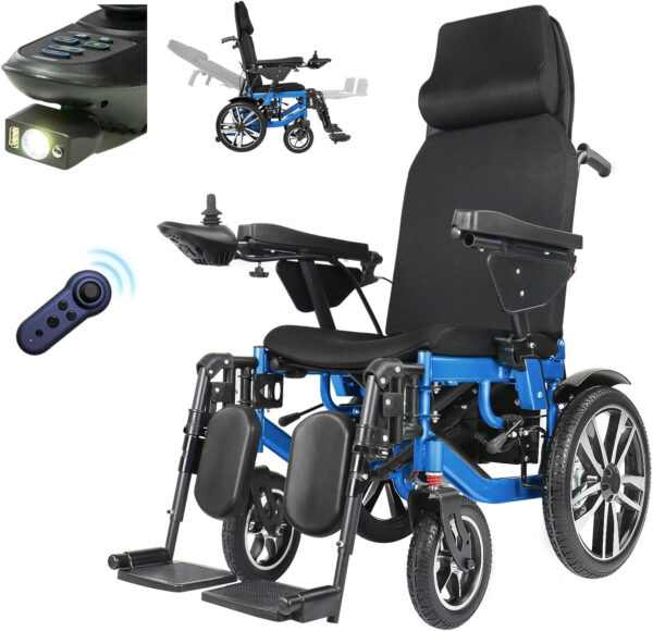 Reclining High Back Adult Power Wheelchair, Mobility Aid Power Wheelchair Van for Elderly, Left-Right Folding Heavy Duty, 26Ah Battery, 600W Motor, 264 Lbs Weight Capacity