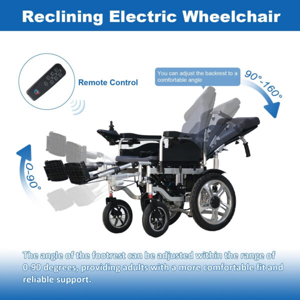 Reclining Electric Wheelchairs,Foldable Reclining Electric Wheelchairs for Adults,Portable Intelligent Power Wheelchair,500W All Terrain Lightweight Motorized Wheelchai for Seniors-Airline Approved