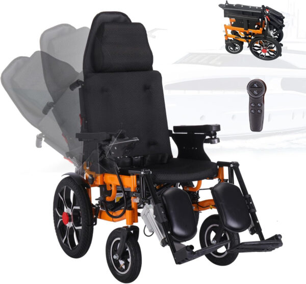 Reclining Electric Wheelchair,Folding Lightweight Electric Wheelchairs for Adults,Multi-Angle Adjustment,Portable Power Wheelchair,All Terrain Motorized Wheelchair-25 Miles Long Travel Range