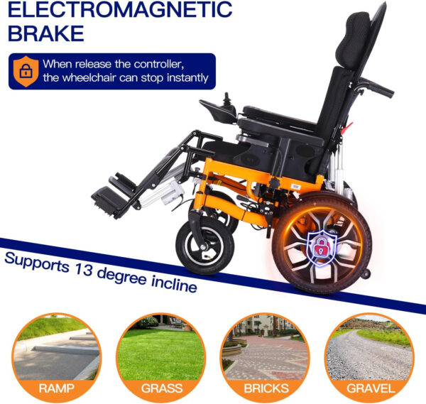 Reclining Electric Wheelchair,Folding Lightweight Electric Wheelchairs for Adults,Multi-Angle Adjustment,Portable Power Wheelchair,All Terrain Motorized Wheelchair-25 Miles Long Travel Range