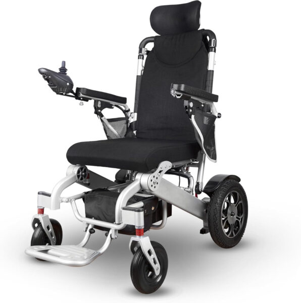 Shawk Electric Wheelchair XL for Adults, Lightweight Foldable Wheelchairs Reclining Folding Lightweight Electric Wheelchair 500W Motor,330 lbs-13 Miles (Gray)