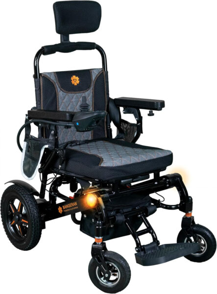 Thunderbolt Manual Reclining Electric Wheelchair for Adults & Seniors, Lightweight & Foldable, Adjustable Backrest & Wide Seat | Portable Transport Chair | Mobility Scooter (Black, Manual Recline)