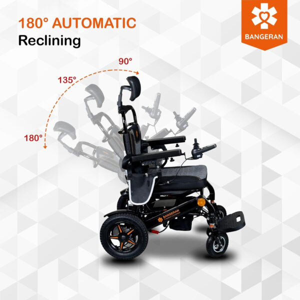 Thunderbolt Manual Reclining Electric Wheelchair for Adults & Seniors, Lightweight & Foldable, Adjustable Backrest & Wide Seat | Portable Transport Chair | Mobility Scooter (Black, Manual Recline)