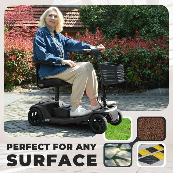 Metro Mobility 4 Wheel Powered Mobility Scooters, 330 lbs Capacity Mobility Scooters for Adults, Folding Mobility Scooter Lightweight, Electric Scooters for Seniors 10 Miles Range LED Light Black