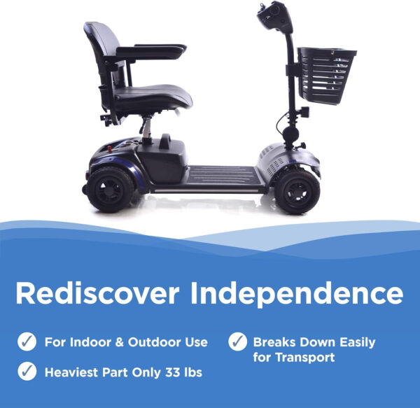 Journey Adventure Mobility Scooter – Lightweight, Electric, Motorized Travel Scooter for Adults & Seniors – Blue