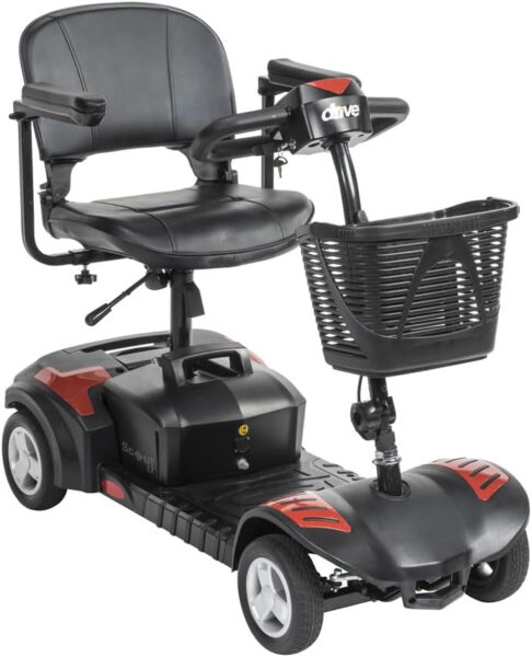 Drive Medical Spitfire Scout 4-Wheel Travel Mobility Scooter with 5 Year Extended Warranty (20 AH Battery (15 Mile Range))