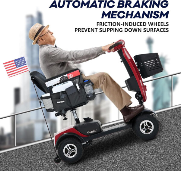Metro Mobility Scooters, Electric Mobility Scooter for Adults and Seniors, 300 lbs Max Weight, Long Range Power Extended Battery with Charger and Basket-M1 Plus Red