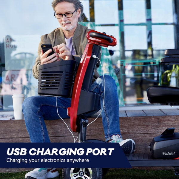 Metro Mobility Scooters, Electric Mobility Scooter for Adults and Seniors, 300 lbs Max Weight, Long Range Power Extended Battery with Charger and Basket-M1 Plus Red