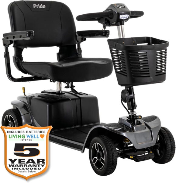 Pride Revo 2.0 4-Wheel Mobility Scooter, 400 Lbs. Weight Capacity, Comfort-Trac Suspension, with 5-Year Extended Warr (Grey)