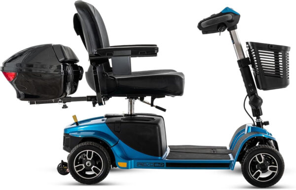Pride Mobility Revo 2.0 + Accessoires, Pride 4 Wheel Heavy Duty Mobility Scooter for Adults and Seniors, 400 lb Capacity, 20″ Wide Seat,17.8 Miles Per Charge, CTS Suspension, Ext Warranty (Blue)