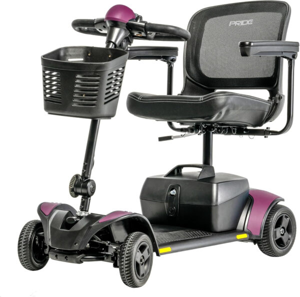 Pride Mobility Go Go Elite Traveller 2 4-Wheel Scooter – Travel Mobility for Adults, 18 Ah Battery, 300 Lbs Weight Capacity, 17″x17″ Foldable Seat, Sugar Plum – SC442E w/18AH