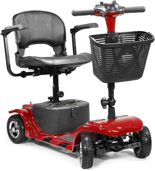 XtremepowerUS Electric Powered Wheelchair Device – 4 Wheel Mobility Scooter – Compact Mobile for Travel, Elderly, Adults – Long Range