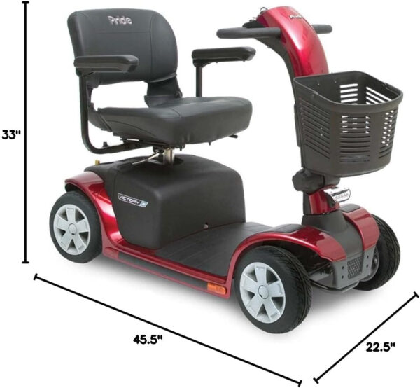 Pride Mobility Victory 9 4 Wheel SC709 Mobility Scooter, Candy Apple, Outdoor 4-Wheel Travel Electric Mobility Scooter for Adults, 300 lbs. WC, Up to 5.3 MPH, 13 Miles Range Per Charge