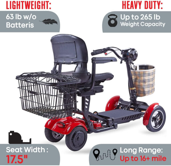 Rubicon FX3 – All Terrain 4 Wheel Mobility Scooter – 25 Mile Long Range – 300lbs Capacity – Folding – Extreme – Sport Motorized Scooter for Seniors (Model12)