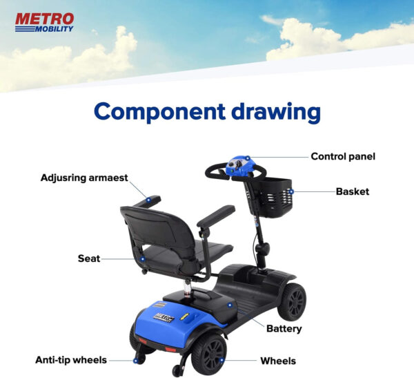 Mobility Scooter Metro Mobility Elderly Scooter Folding Scooter 4 Wheel Scooter (M1 LITE)