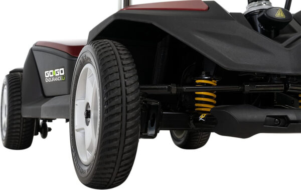 Pride Go-Go Endurance Li (Lithium Battery) Mobility Scooter, Garnet Red with Ext Warr (20″W × 18″D (16″H) Seat, 16Ah MAXX Lithium-ion Battery)