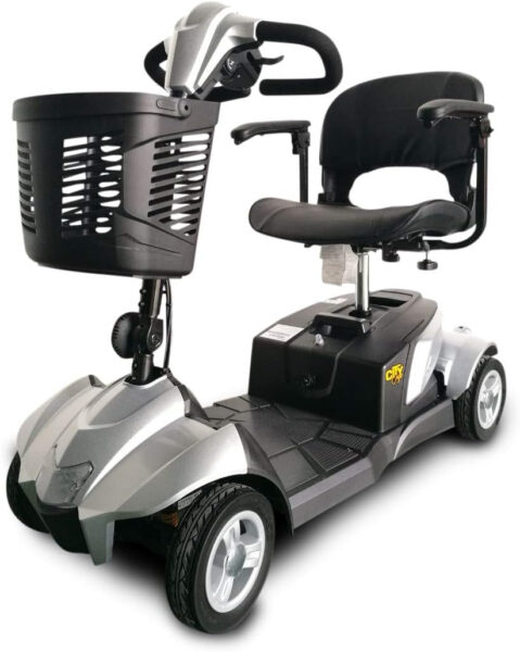 Ev Rider CityCruzer 4 Wheels Transportable Mobility Scooter, Silver