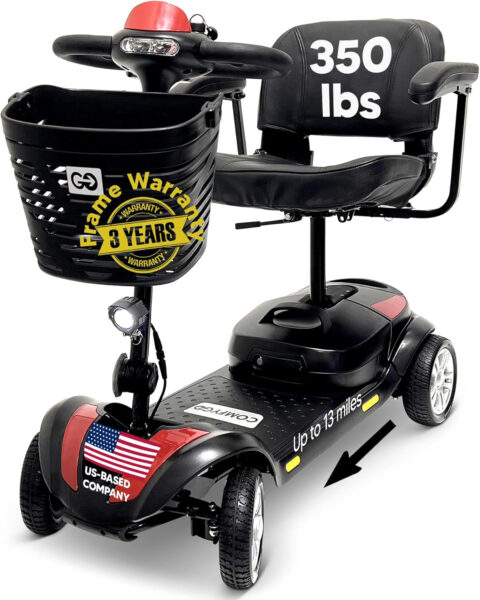 Electric Mobility Scooter Z-4 for Adults,Battery Powered Scooters for Seniors,350 lbs Weight Capacity, Red, Up to 13 Miles Battery Range