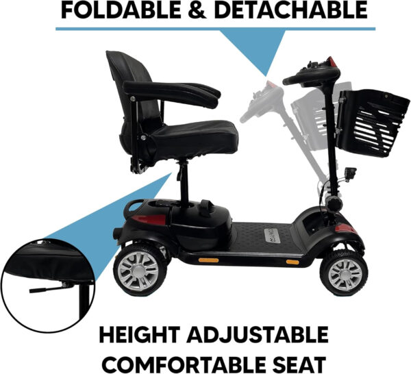 Electric Mobility Scooter Z-4 for Adults,Battery Powered Scooters for Seniors,350 lbs Weight Capacity, Red, Up to 13 Miles Battery Range