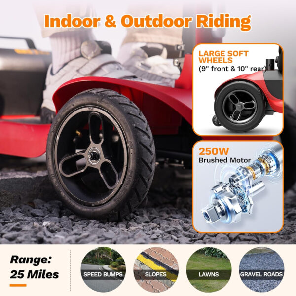 S1 Mobility Scooter for Adults, 4-Wheel Mobility Scooter – 25 Miles Range, 6 mph, Smart Safety Features, Good Legroom, Rotating Swivel Seat, Headlight, Basket, Charger Included