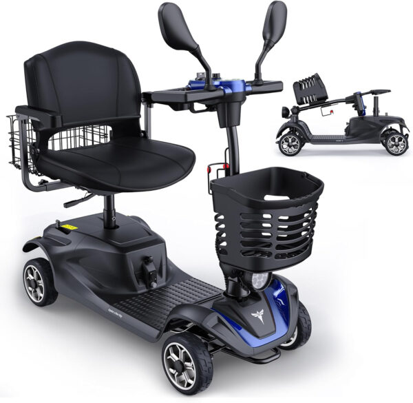ENGWE 4 Wheel Powered Mobility Scooter, 330Lbs Load Elderly Dechtable Wheelchair Device with Max 12.4Miles, 0~5.6 MPH Adjustable Speed, Heavy Duty All Terrain Electric Scooter for Senior Short Travel
