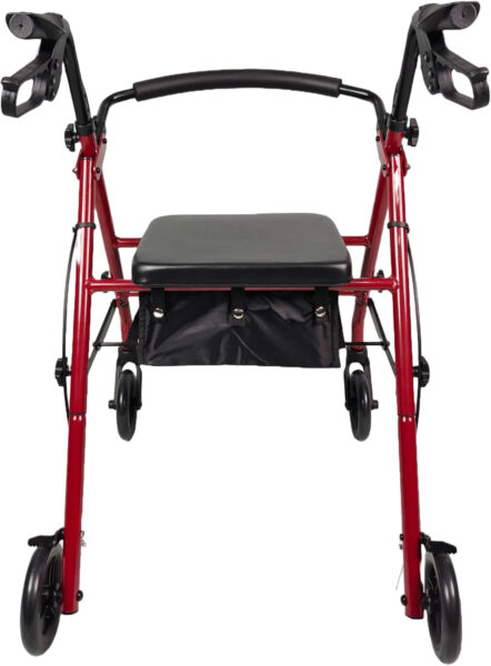 iLIVING ILG-800R Burgundy Rollator Walker – Heavy Duty Frame, Adjustable Height, Easy-Fold Design and Smart Brake Lock for Adults