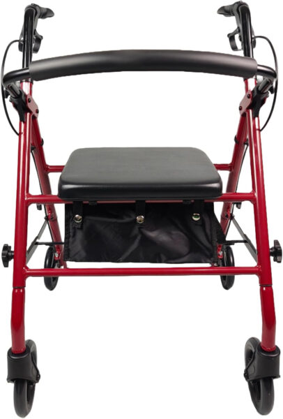 iLIVING ILG-800R Burgundy Rollator Walker – Heavy Duty Frame, Adjustable Height, Easy-Fold Design and Smart Brake Lock for Adults